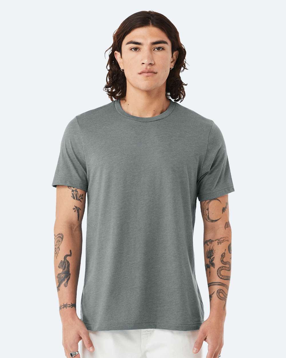 BELLA + CANVAS 3001CVC, T-Shirts - Premium, Heather Blue Storm
