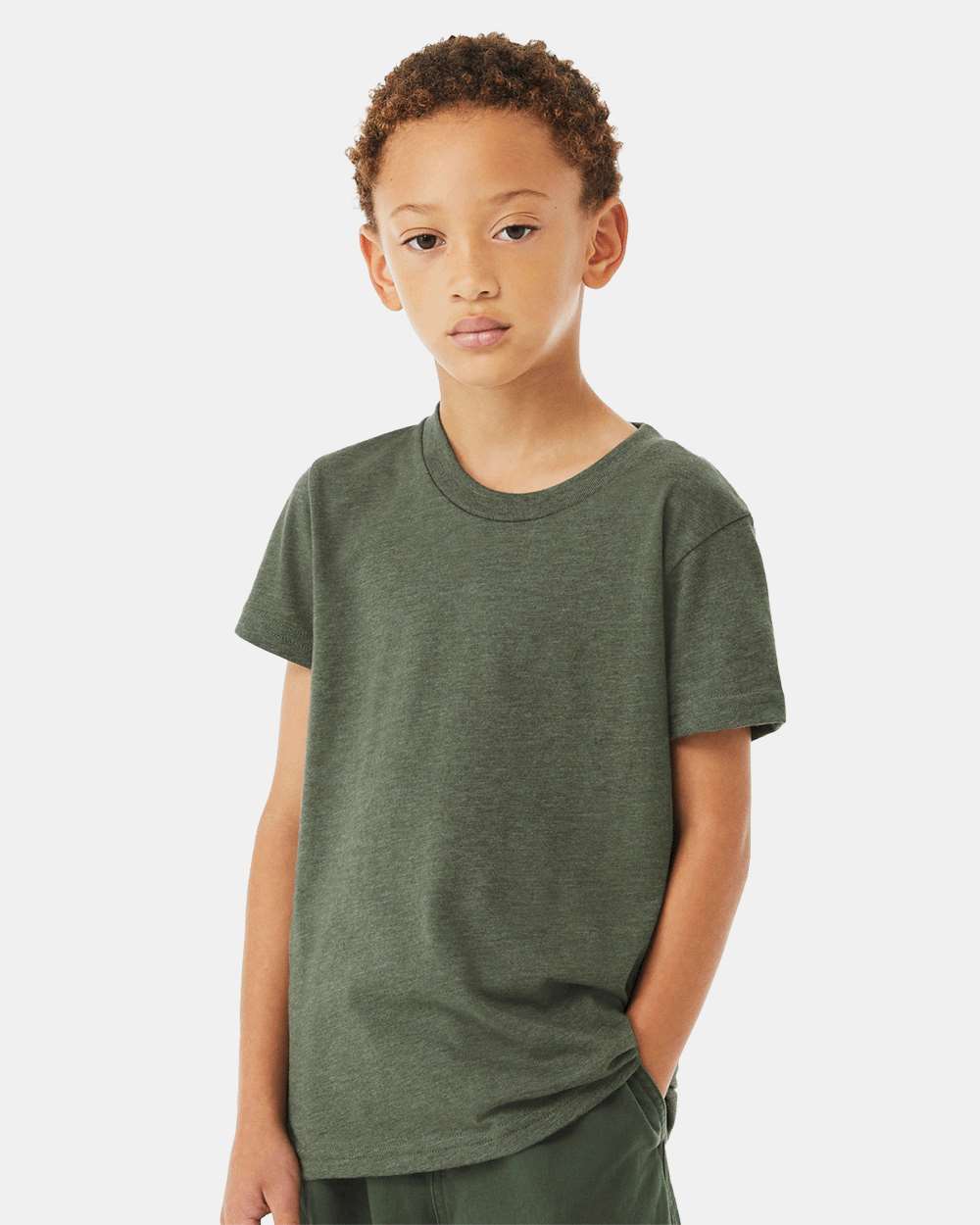 BELLA + CANVAS 3001YCVC, T-Shirts - Premium, Heather Military Green