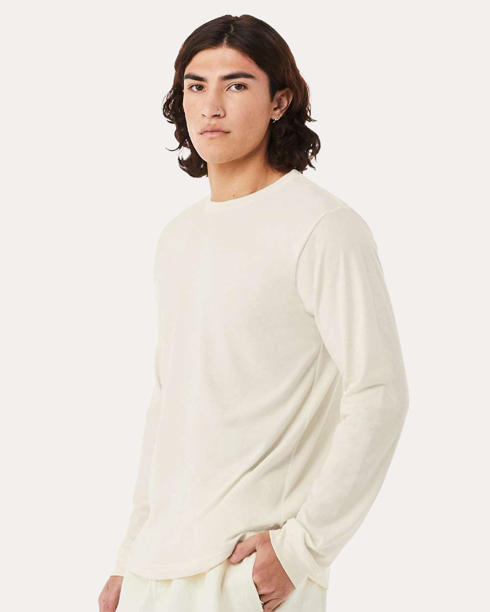 BELLA + CANVAS 3501CVC, T-Shirts - Long Sleeve, Heather Natural