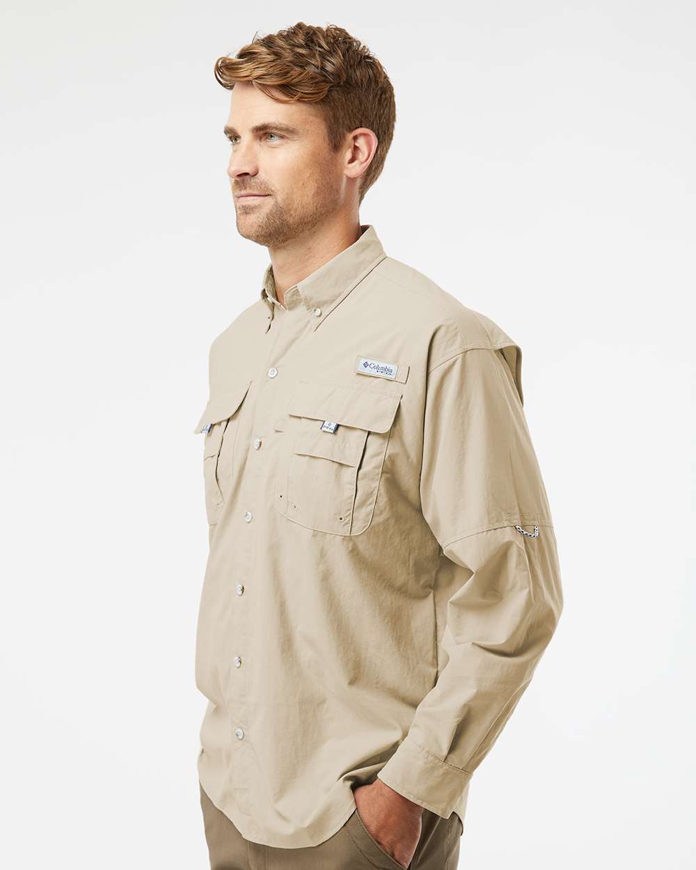 Columbia 212463, Men's Pfg Bahama Ii Shirt, Fossil