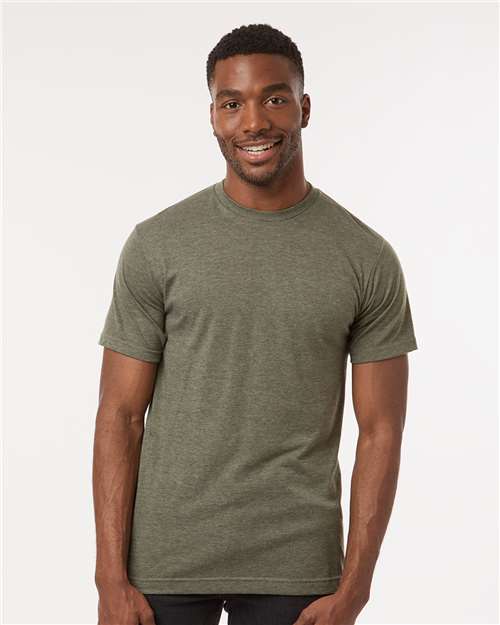 M&O 3541, Deluxe Blend T-shirt, Heather Military Green