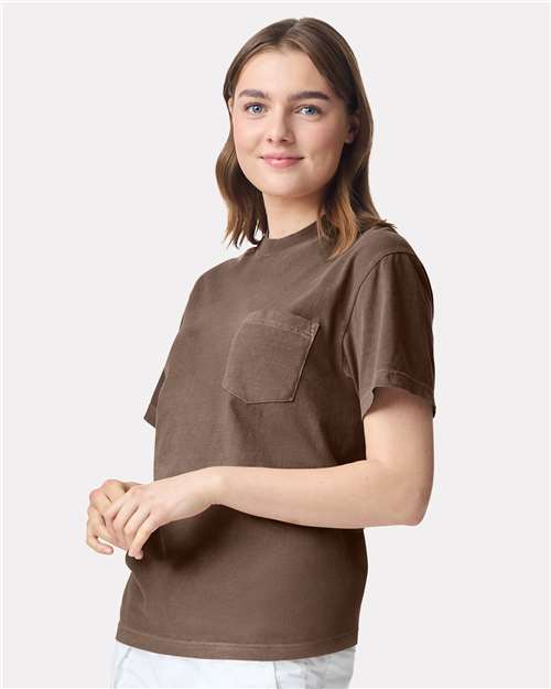 Comfort Colors 6030, Unisex Garment-dyed Heavyweight Pocket T-shirt, Espresso