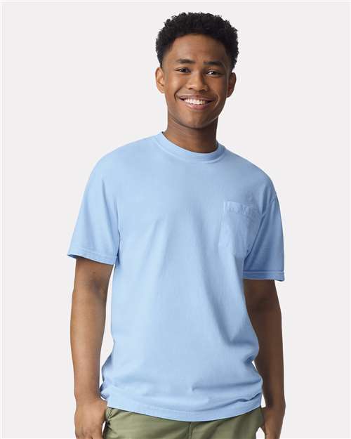 Comfort Colors 6030, Unisex Garment-dyed Heavyweight Pocket T-shirt, Hydrangea