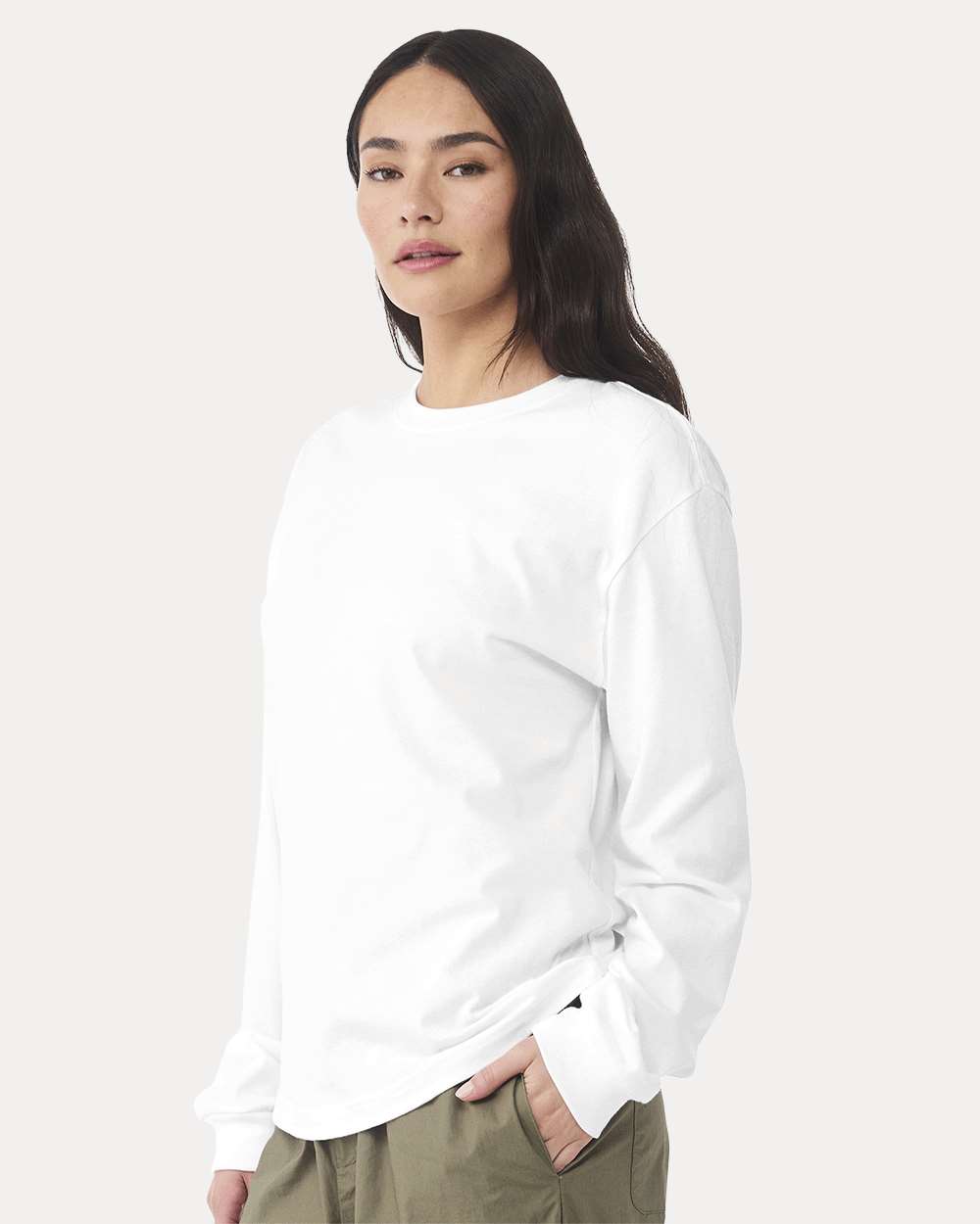 BELLA + CANVAS 3511, T-Shirts - Long Sleeve, White