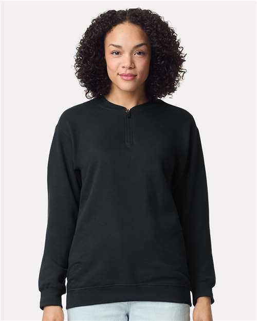 Gildan SF008, Unisex Softstyle Midweight Quarter-zip Sweatshirt, Black