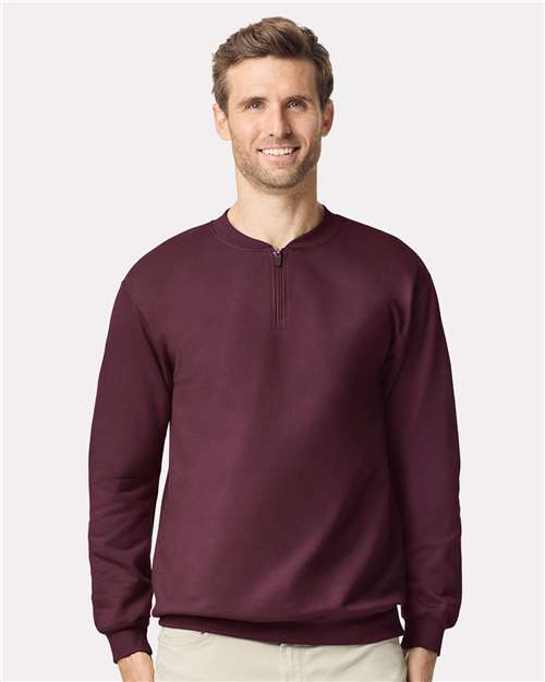 Gildan 12465, Sf008 Unisex Softstyle Midweight Quarter-zip Sweatshirt, Maroon
