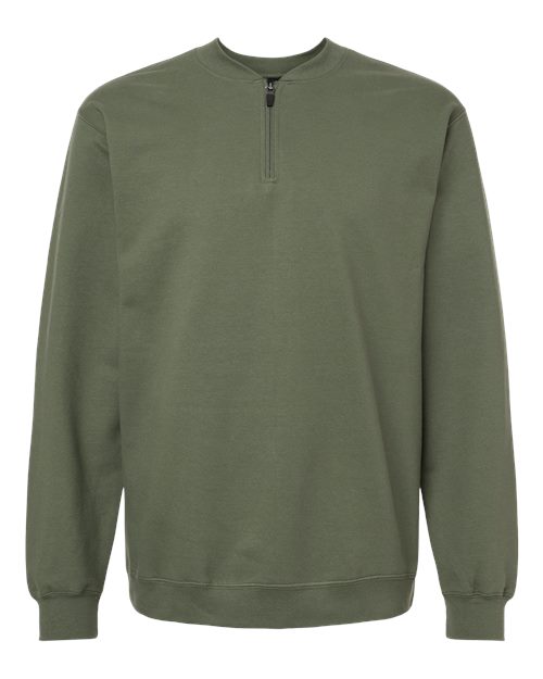 Gildan 12465, Sf008 Unisex Softstyle Midweight Quarter-zip Sweatshirt, Military Green