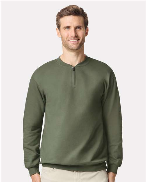 Gildan 12465, Sf008 Unisex Softstyle Midweight Quarter-zip Sweatshirt, Military Green