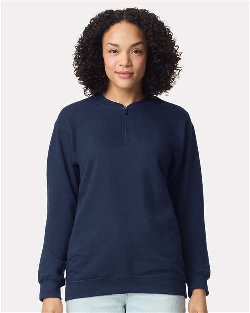 Gildan SF008, Unisex Softstyle Midweight Quarter-zip Sweatshirt, Navy