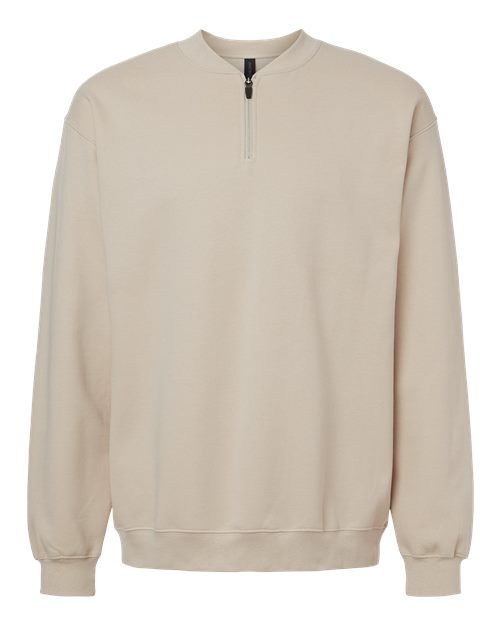 Gildan SF008, Unisex Softstyle Midweight Quarter-zip Sweatshirt, Sand