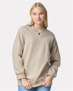 Gildan 12465, Sf008 Unisex Softstyle Midweight Quarter-zip Sweatshirt, Sand
