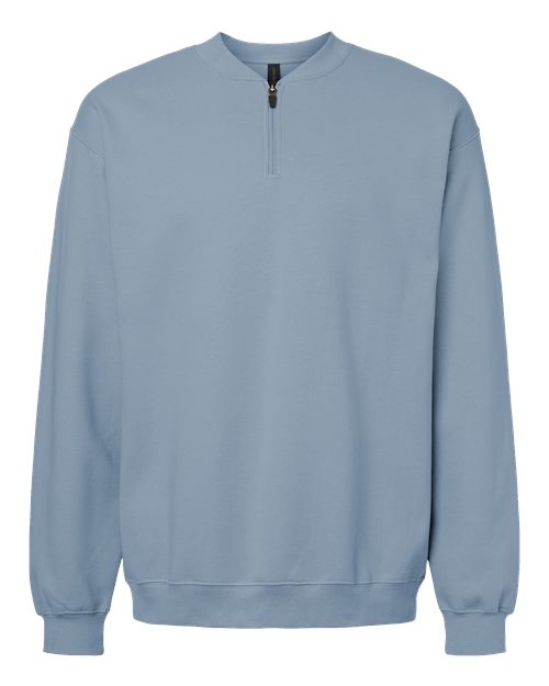 Gildan SF008, Unisex Softstyle Midweight Quarter-zip Sweatshirt, Stone Blue
