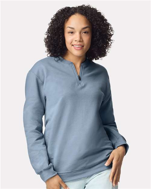 Gildan SF008, Unisex Softstyle Midweight Quarter-zip Sweatshirt, Stone Blue
