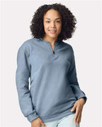 Gildan SF008, Unisex Softstyle Midweight Quarter-zip Sweatshirt, Stone Blue