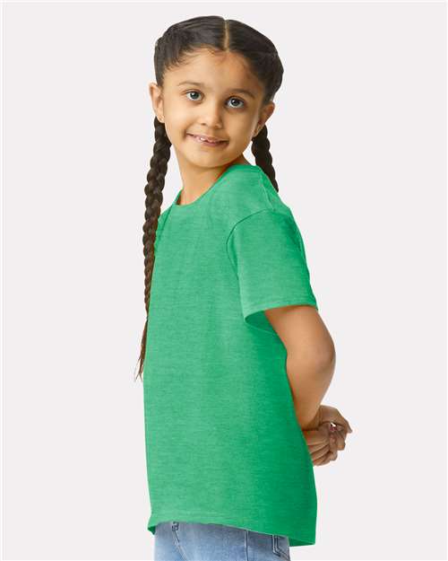 Gildan 64000B, Youth Softstyle T-shirt, Heather Irish Green
