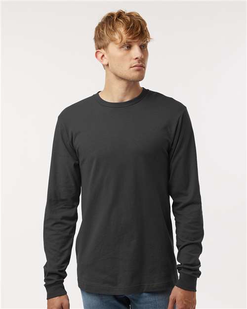 M&O 4501, Fine Jersey Long Sleeve T-shirt, Fine Charcoal