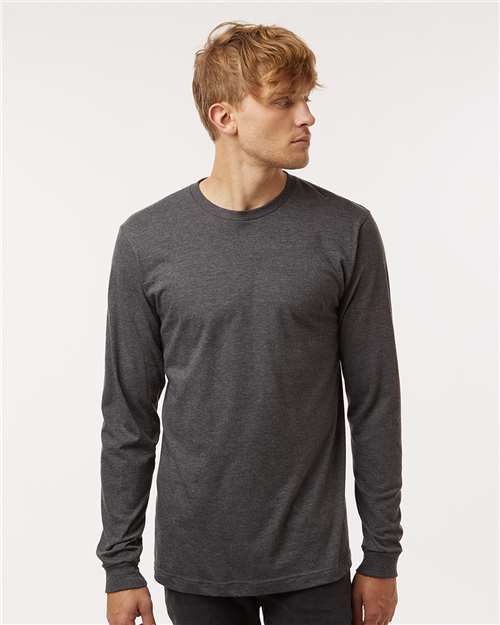 M&O 4501, Fine Jersey Long Sleeve T-shirt, Heather Charcoal