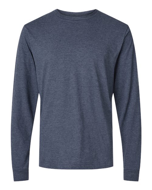 M&O 4501, Fine Jersey Long Sleeve T-shirt, Heather Navy