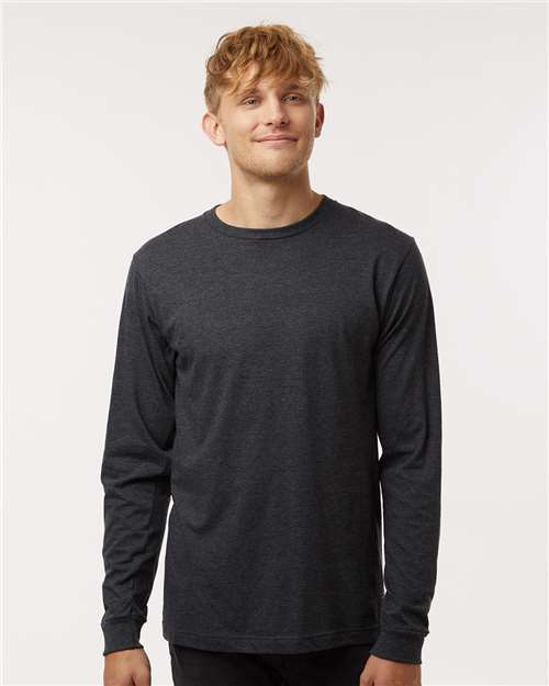 M&O 4501, Fine Jersey Long Sleeve T-shirt, Heather Graphite