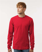M&O 4501, Fine Jersey Long Sleeve T-shirt, Fine Red