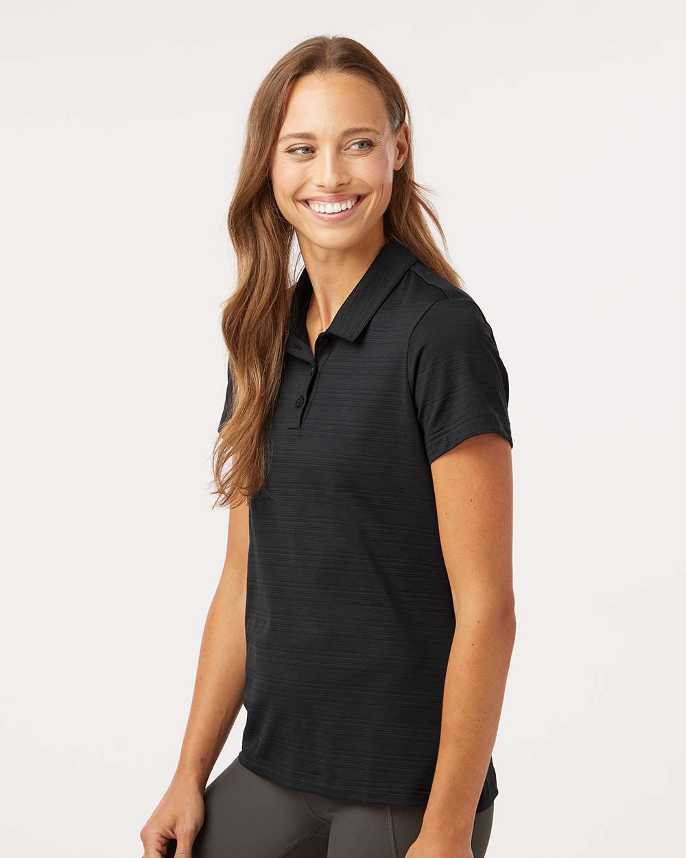 Adidas A707, Women's Textured Stripe Polo, Black