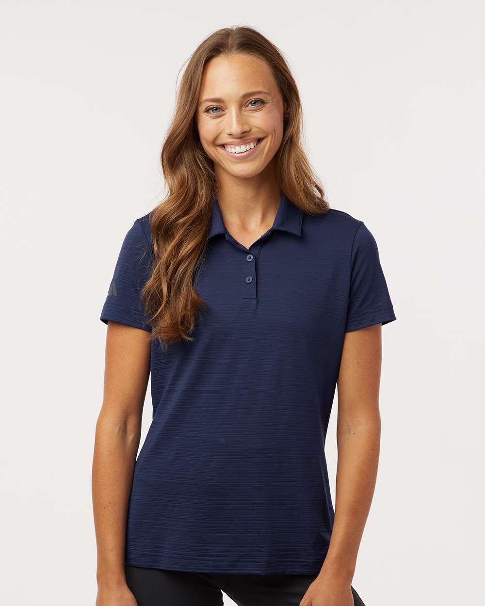 Adidas A707, Women's Textured Stripe Polo, Dark Blue