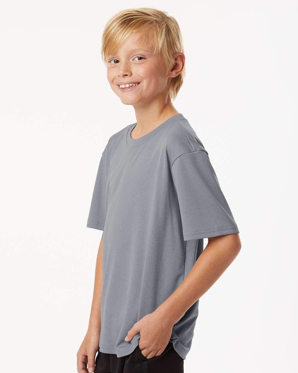 AllPro 48000Y, 12547 Youth Pro-lock Performance T-shirt, Heather Steel