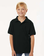 AllPro 62800Y, 12550 Youth Pique Polo, Black
