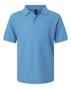 AllPro 62800Y, 12550 Youth Pique Polo, Carolina Blue
