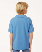 AllPro 62800Y, 12550 Youth Pique Polo, Carolina Blue