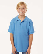 AllPro 62800Y, 12550 Youth Pique Polo, Carolina Blue