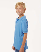 AllPro 62800Y, 12550 Youth Pique Polo, Carolina Blue