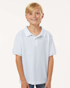 AllPro 62800Y, 12550 Youth Pique Polo, White