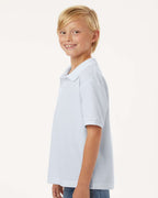 AllPro 62800Y, 12550 Youth Pique Polo, White