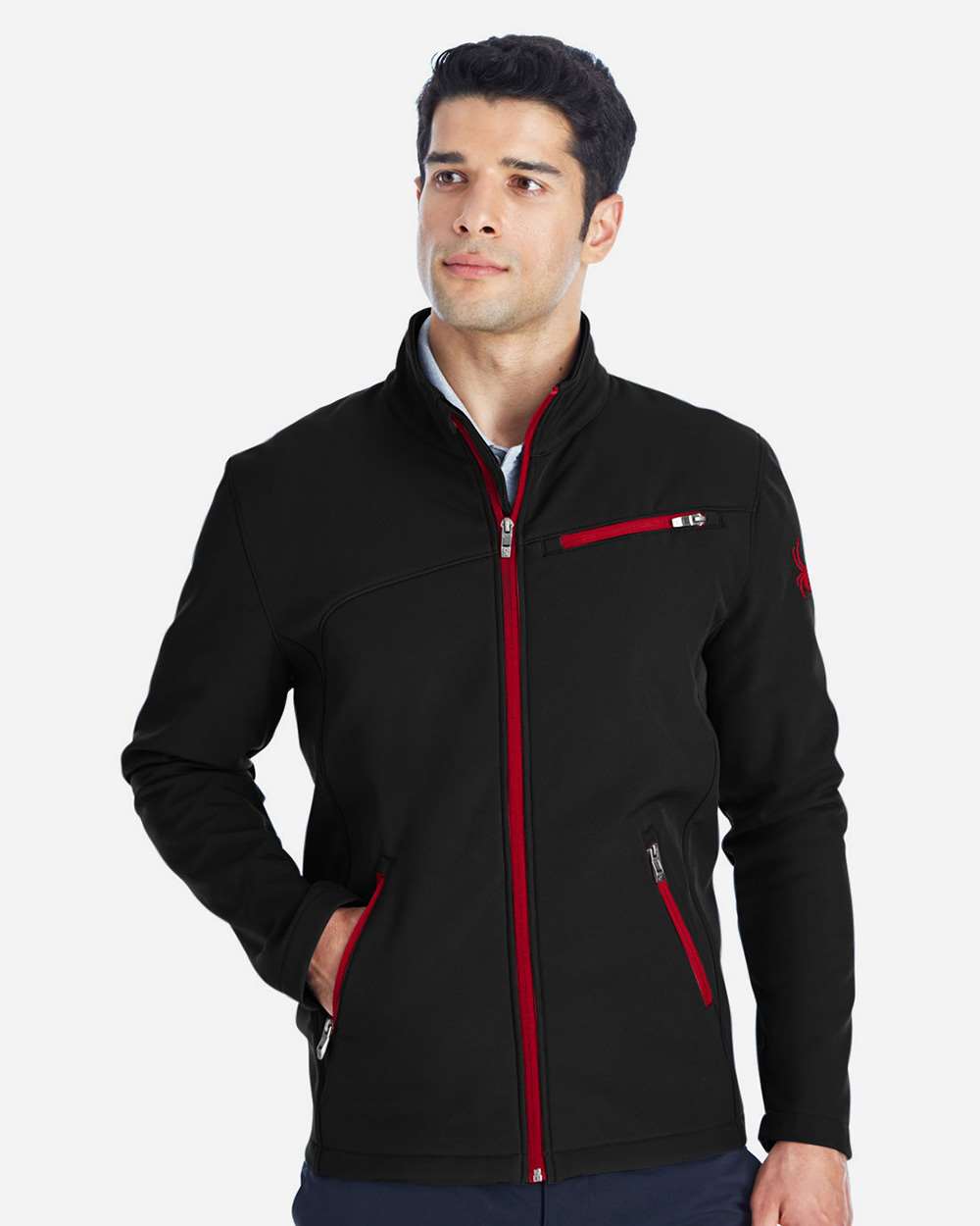 Spyder 187334, Men's Transport Soft Shell Jacket, Black/ Red