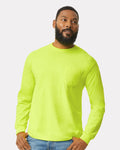 Gildan 2410, Unisex Ultra Cotton Long Sleeve Pocket T-shirt, Black