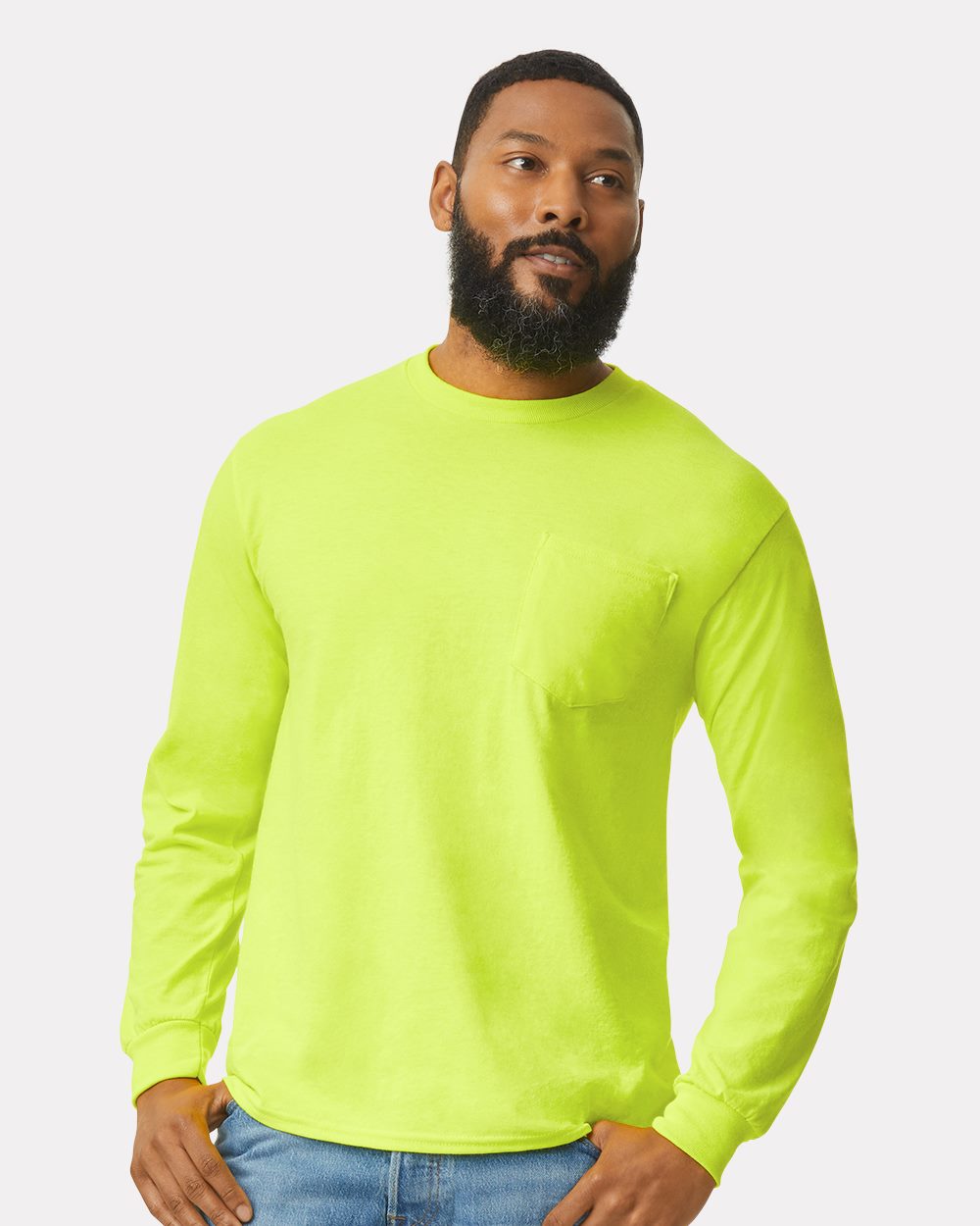 Gildan 117, 2410 Unisex Ultra Cotton Long Sleeve Pocket T-shirt, Black