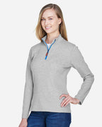 Devon & Jones DG479W, Knits & Layering, Grey Heather/ Grey H/ French Blue