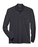 CORE365 88192P, Men's Pinnacle Performance Long Sleeve Pique Polo With Pocket, Black