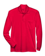 CORE365 88192P, Men's Pinnacle Performance Long Sleeve Pique Polo With Pocket, Classic Red