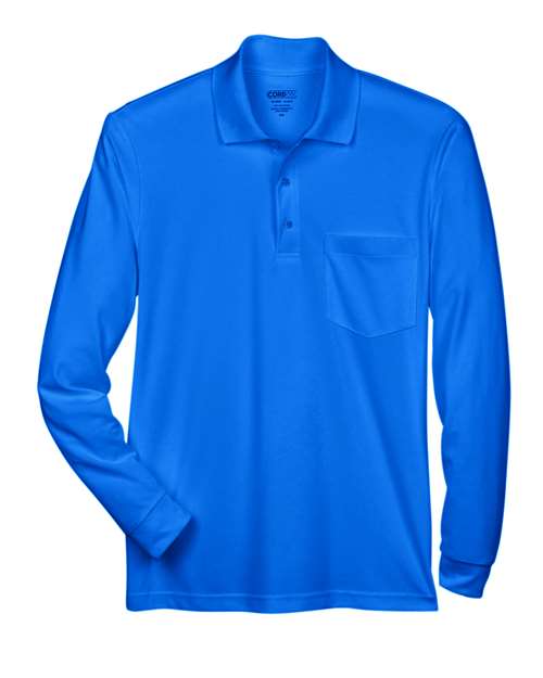 CORE365 88192P, Men's Pinnacle Performance Long Sleeve Pique Polo With Pocket, True Royal