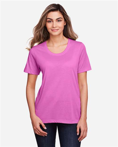 CORE365 CE111W, Women's Fusion Chromasoft Performance T-shirt, Charity Pink