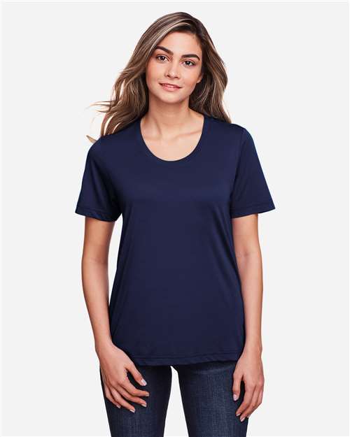 CORE365 CE111W, Women's Fusion Chromasoft Performance T-shirt, Classic Navy