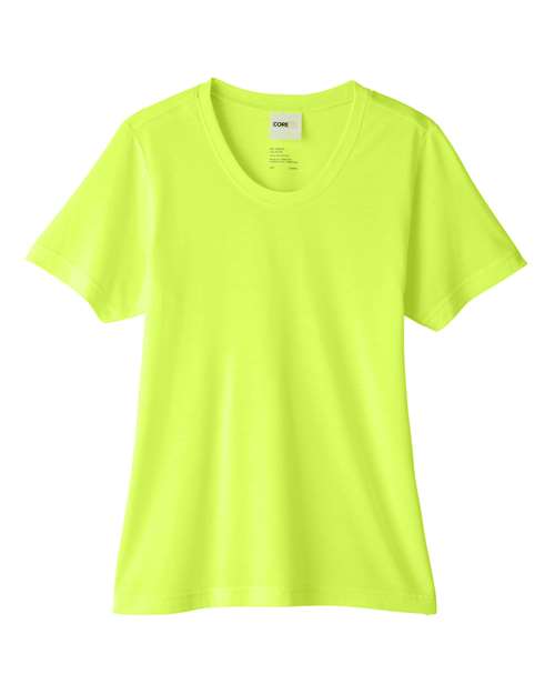 CORE365 CE111W, Women's Fusion Chromasoft Performance T-shirt, Safety Yellow