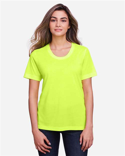 CORE365 CE111W, Women's Fusion Chromasoft Performance T-shirt, Safety Yellow