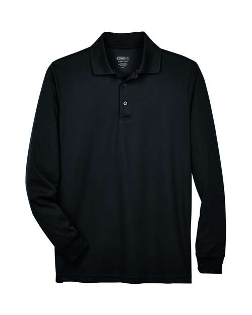 CORE365 88192, Men's Pinnacle Performance Long Sleeve Pique Polo, Black