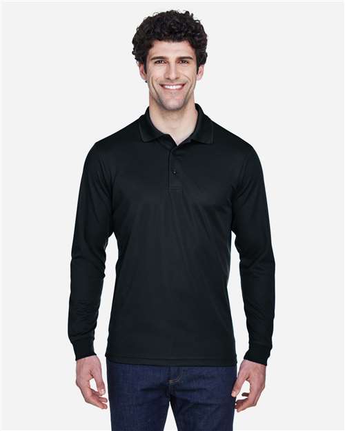 CORE365 88192, Men's Pinnacle Performance Long Sleeve Pique Polo, Black