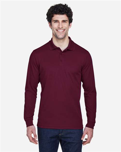 CORE365 88192, Men's Pinnacle Performance Long Sleeve Pique Polo, Burgundy
