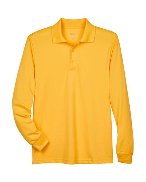 CORE365 88192, Men's Pinnacle Performance Long Sleeve Pique Polo, Campus Gold