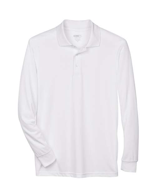 CORE365 88192, Men's Pinnacle Performance Long Sleeve Pique Polo, White